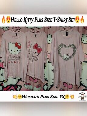Hello Kitty Plus Size Graphic Tee Trio - (Size 5X)